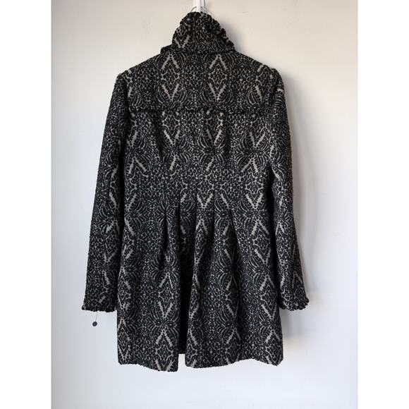Steve Madden Pea Coat Woman’s Sz M Wool Blend Black/Tan Heavy - Picture 2 of 12
